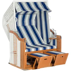 SUNNY SMART RUSTIKAL 250 BASIC Strandkorb, weiß/natur, Kunststoffgeflecht & Fichtenholz, 125 x 160 cm