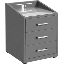 Nachtkonsole ED EXCITING DESIGN "Moon", grau (anthrazit, como 11 anthrazit), B:47cm H:61cm T:46cm, Sideboards, mit LED-Beleuchtung und USB-Anschluss & USB-C-Anschluss