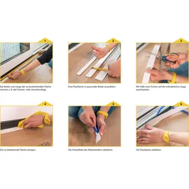 Schellenberg 66408 Fensterleiste selbstklebend weiß mit Weichlippe 40 x 1,5 mm, 50 m, Flachleiste aus biegsamen PVC, Verblendung von Fugen und Übergängen an Fenstern, Schränken oder Türen