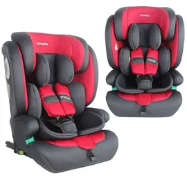 XOMAX Kindersitz ISOFIX I mitwachsend I 9-36 kg, 15 Monate - 12 Jahre, Gruppe 1/2/3 I 5-Punkt-Gurt und 3-Punkt-Gurt I Bezug abnehmbar und waschbar I ECE R129 I anthrazit-rot
