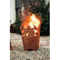 Edelrost Feuerkorb Atemschutz eckig Feuerschale Feuertonne Feuerstelle Metall