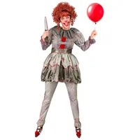Widmann S.r.l. Clown-Kostüm Kostüm 'Killer Clown' für Damen, Grau mit Blutspr grau L