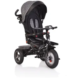 Tricycle, Dreirad Jockey Gummireifen Musik Sitz drehbar Schubstange verstellbar grau