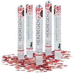 relaxdays Konfetti 5 x Party Popper 40 cm Herzen rot