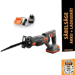 FUXTEC Akku Säbelsäge 20V E1SS20 Elektrische Säge Fuchsschwanz – inklusive 2Ah-Akku und 1A Ladegerät - kabellos, Holz bis 150mm sägen