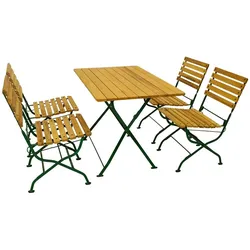 Terrassensitzgruppe Biergarten Möbel Robinie und Stahl (fünfteilig)