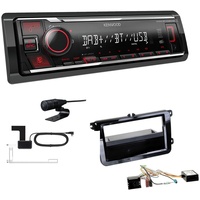 Kenwood KMM-BT408DAB 1-DIN Digital Media Receiver mit DAB+ Bluetooth Autoradio mit Einbauset für Skoda Rapid + Spaceback piano black mit Canbus