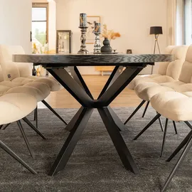 Home Deluxe - Esstisch-Set AVENTURA inkl. Sternfuß , Polsterstüh... - Braun