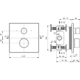Ideal Standard Ceratherm C100 Unterputz-Duscharmatur mit Thermostat Chrom A8588AA