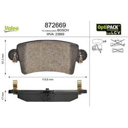 Bremsbelagsatz Scheibenbremse VALEO 872669 für Renault Master II