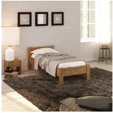 Krok Wood Massivholzbett Seniorenbett SiSi aus Massivholz Eiche + Nachttisch 90 cm x 200 cm