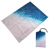 FANSU Strandmatte Outdoor mit Bodenspikes, Picknickdecke Wasserdicht, Picknickdecke 200x210, Stranddecke Sandfrei Haltbarkeit Stranddecke für Strand Camping Outdoor Picknick (200 * 210cm,Blau)