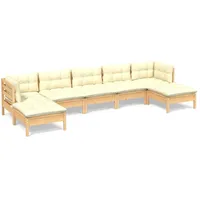 vidaXL Garten-Lounge-Set 7-tlg. creme Kiefernholz
