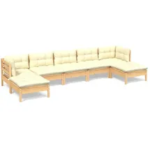 vidaXL Garten-Lounge-Set 7-tlg. creme Kiefernholz