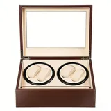 TESUGN Automatische Uhrenbeweger Box, 4+6 Uhrenbox Leise Uhrendreher Automatikuhren Watch Winder Box mit Klare Fenster und Kissen, Drehen Mute Uhrenbeweger Display-Boxen PU-Leder (Braun)