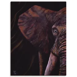 Leinwandbild ARTLAND "Elefant", lila (farbe bild(er): lila), B:60cm H:80cm, Canvas, Leinwand, Bilder, auf Keilrahmen gespannt
