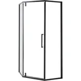 Beliani Tocantins Duschkabine mit Pendeltür 90 x 190 cm Schwarz/Klarglas Fünfeck