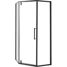 Beliani Tocantins Duschkabine mit Pendeltür 90 x 190 cm Schwarz/Klarglas Fünfeck