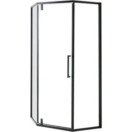 Beliani Tocantins Duschkabine mit Pendeltür 90 x 190 cm Schwarz/Klarglas Fünfeck