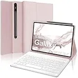 Tastatur Samsung Galaxy Tab S7 FE / S7+ / S8+, Schutzhülle mit Tastatur Samsung Galaxy Tab S7 FE & S7 Plus & S8 Plus, Tastaturabdeckung Galaxy Tab S7FE/S7+/S8+, kabellose Bluetooth-Tastatur, Rosa