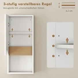 Homcom Badezimmerschrank Wandschrank mit Soft-Close-Tür, und offenem Fach Weiß