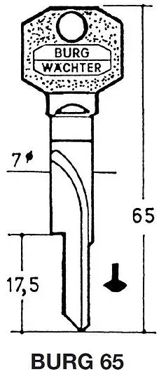 Schlüsselrohling BURG 65 (Ausführung: 65 L)