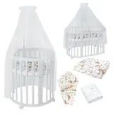 Waldin Babybett OWAL Kinderbett 7in1 mit Matratze, mitwachsendes Kinder-Bett