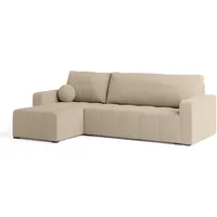 ECKSOFA VOLIRA Beige Boucle-Stoff mit Schlaffunktion