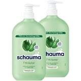 Schauma Schwarzkopf Shampoo 7 Kräuter (2x 750 ml), Haarshampoo verleiht der Haarstruktur eine leichte Frische, Frische-Shampoo für normales bis schnell fettendes Haar