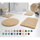 Kleine Wolke Badematte RELAX, Höhe 30 mm, rutschhemmend beschichtet, fußbodenheizungsgeeignet, Polyacryl, rechteckig, Badteppich, Uni Farben, rechteckig, rund & als Set erhältlich beige rechteckig | 50 cm x 80 cm x 30 mm