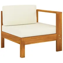 vidaXL Mittelsofa mit 1 Armlehne Cremeweiß Massivholz Akazie
