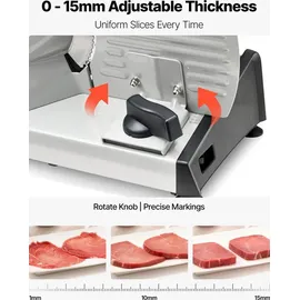 Vevor Allesschneider Fleischschneider 200 W elektrische Aufschnittmaschine mit 19 cm Klinge, Fleischschneidemaschine mit 0–15 mm einstellbarer Dicke, für gefrorenes Fleisch Schinken Prime Steak