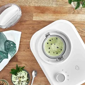 Springlane Eismaschine Eni 1 L mit selbstkühlendem Kompressor 100 W, Eiscremebereiter mit entnehmbarem Eisbehälter inkl. Eisbehälter für Speiseeis grau 4er-Set 400 ml