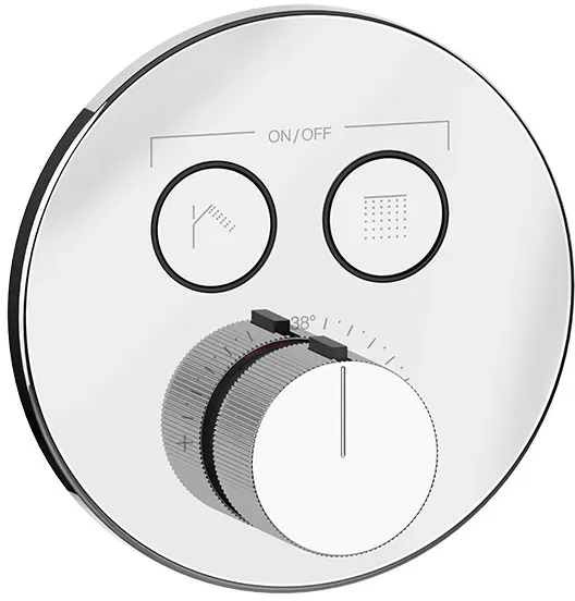 Gessi Hi-Fi Fertigmontageset Thermostat mit Tasten-Bedienung on/off. 2-Wege, 38713031, Farbe: Chrom