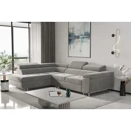 kaiser möbel Ecksofa mit schlaffunktion und bettkasten, Eckcouch ATOM Hellgrau Links - Hellgrau