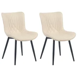 DELUKE® 2er Set Stühle KELCE Kunstleder - 80,5x50x62cm, creme, Kunstleder Metall Gestell Stühle EsszimmerstühleEsstisch Stühle Küchenstuhl