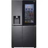 LG GSXV91MCAF, Klasse F, 635 L, Side-by-Side Kühlschrank mit InstaView, Total No-Frost mit Gefrierfach, Crushed Ice- Wasserspender mit UVnano, DoorCooling+, LINEARCooling, Wi-Fi ꟷ Matte Black