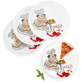 Mambocat 4er Set Alberto Pizzateller Ø30,5cm 4 Personen XL-Teller Platte groß Pizzabäcker