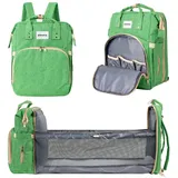 barmøya Wickelrucksack mit Wickelablage | Wasserabweisender Wickelrucksack mit isolierten Flaschenhaltern, Laptopfach und viel Stauraum | Inkl. Stabilisator-Stangen (Grün) - Einheitsgröße