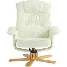 Idimex Relaxsessel Charly Kunstleder 76 x 87 x 61 cm Weiß mit Hocker