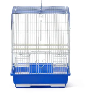 Prevue Pet Products Vogelkäfig mit Flacher Oberseite, für Sittiche und kleine Vögel, weißer Draht, Blauer Kunststoffboden, mit herausnehmbarem Tablett