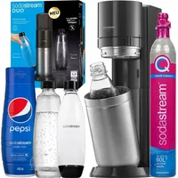 Wassersprudler SodaStream Duo Titan + 2 Flaschen + Quick Connect Kartusche + Pepsi Sirup 440ml - Schwarz