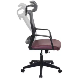 Mendler Bürostuhl HWC-J52, Drehstuhl Schreibtischstuhl, ergonomisch Kopfstütze, Kunstleder ~ bordeaux-rot