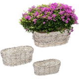 Blumentopf Pflanzgefäß Natur Rattan Übertopf 3er Set Blumenkorb Oval Pflanzkorb