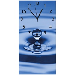 Wallario Wanduhr Wassertropfen im blauen Wasser (Uhr aus Acryl) blau