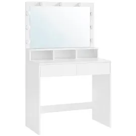 VASAGLE Schminktisch weiß rechteckig, Wangen-Gestell weiß, 80,0 x 40,0 x 140,0 cm