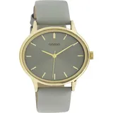 Oozoo Damen Uhr C11050 Oval Hellgrau Gold Lederband 42 mm - Grau