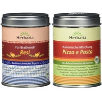 Herbaria "Resi" Brathendl Gewürzmischung, 1er Pack (1 x 90 g Dose) - Bio & "Pizza e Pasta" italienische Mischung, 1er Pack (1 x 100 g Dose) - Bio