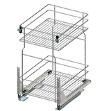 woplus - Schrankauszug Küche mit Softclose [300mm] | Auszug Küchenschrank mit 2 Etage | Unterschrankauszug Chrome | Vollauszug Bodenmontage | Küchenschrank Organizer Ausziehbar