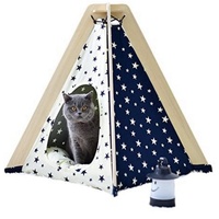 little dove Hundematte Hause und Zelt mit Spitze für Hund oder Haustier, abnehmbar und waschbar mit Matraze blau|gelb